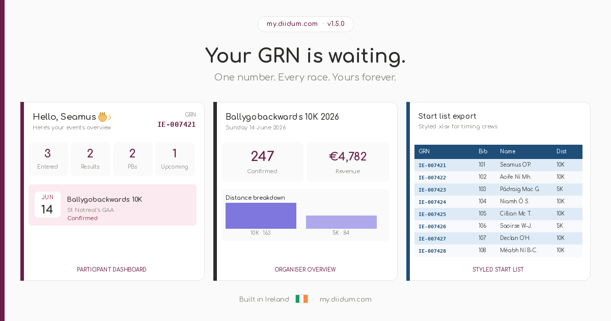 diidum Events — participant portal at my.diidum.com